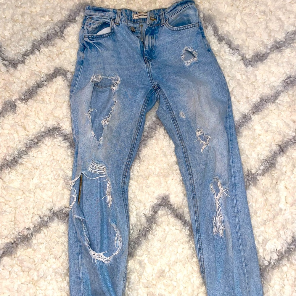 PIMKIE - Super Distressed Mom Jeans, Size 2 US